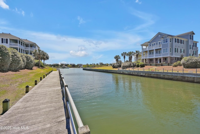 dock area featuring a water view