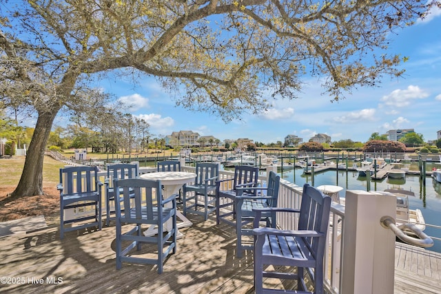 view of dock featuring a water view