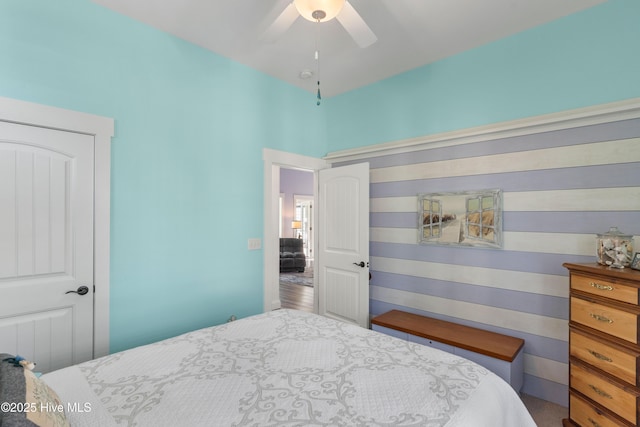 bedroom featuring ceiling fan