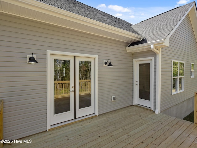 wooden deck with french doors