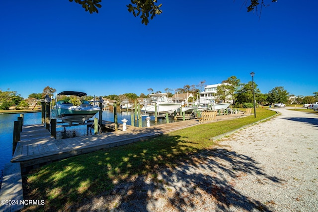 dock area with a water view