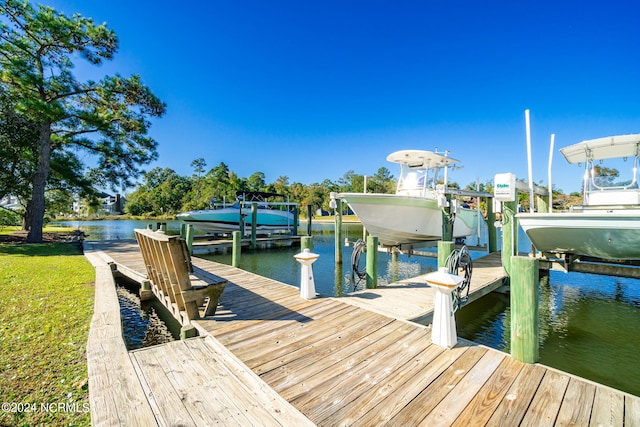 dock area featuring a water view