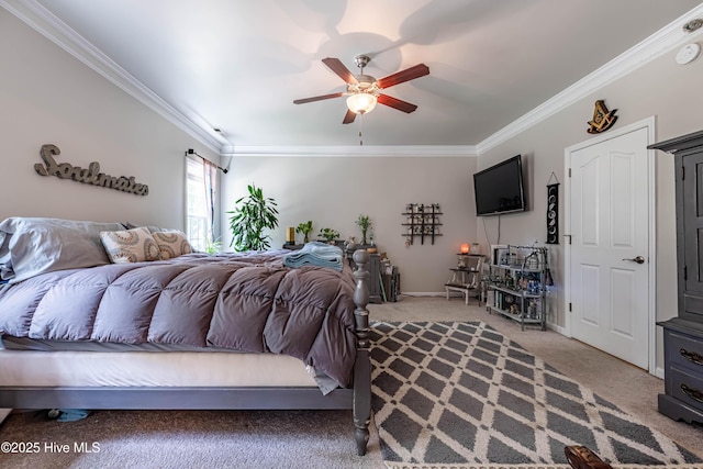 220 Everett Yopp Dr, Sneads Ferry, NC 28460 - carpeted bedroom featuring ornamental molding and ceiling fan