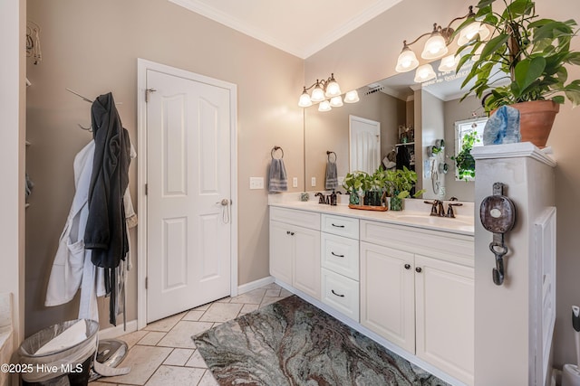 220 Everett Yopp Dr, Sneads Ferry, NC 28460 - bathroom with ornamental molding and double vanity