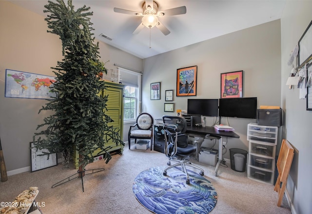 220 Everett Yopp Dr, Sneads Ferry, NC 28460 - office area featuring carpet and ceiling fan