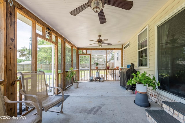 220 Everett Yopp Dr, Sneads Ferry, NC 28460 - unfurnished sunroom with ceiling fan