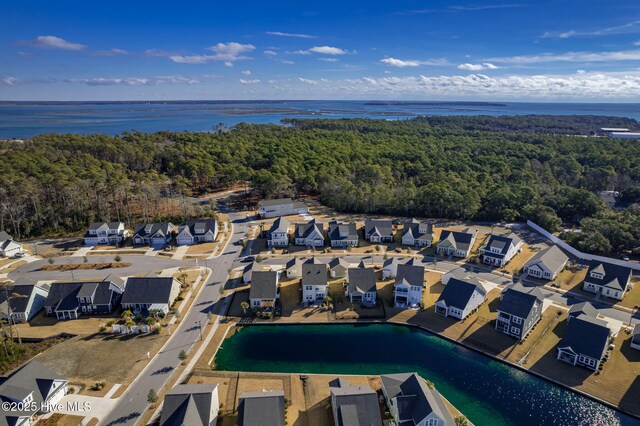 435 Goldeneye Ct, Beaufort, NC 28516 - view of property location with nearby suburban area, a forest, a pool area, and a nearby body of water