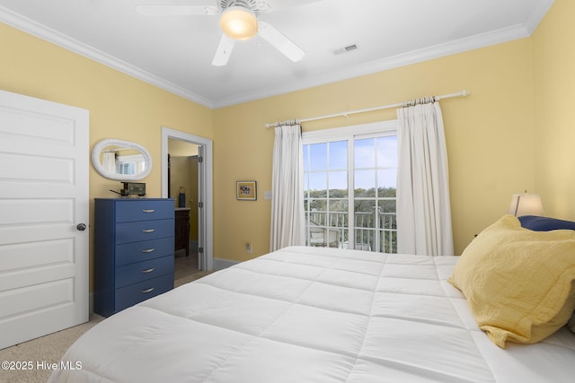 116 Salter Path Rd Unit 102Seabrook, Pine Knoll Shores, NC 28512 - bedroom featuring ornamental molding, a ceiling fan, and baseboards