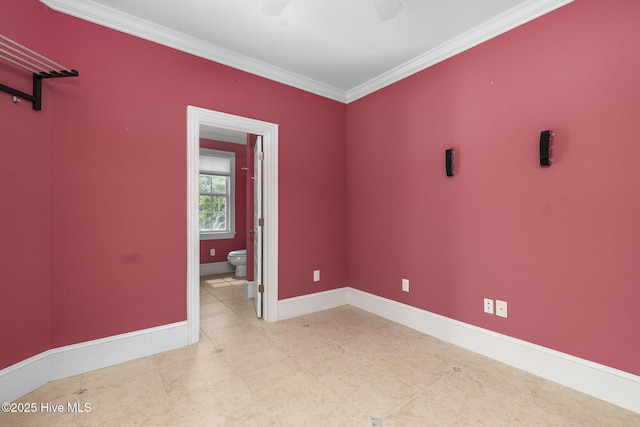 116 Salter Path Rd Unit 102Seabrook, Pine Knoll Shores, NC 28512 - empty room featuring baseboards, crown molding, and a ceiling fan