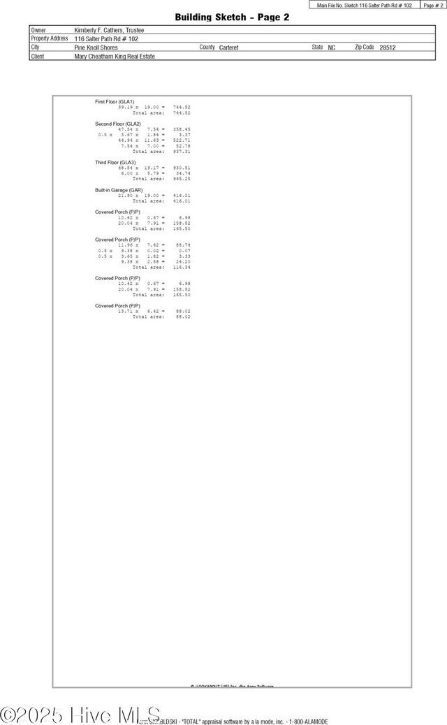 116 Salter Path Rd Unit 102Seabrook, Pine Knoll Shores, NC 28512 - view of a calculations document