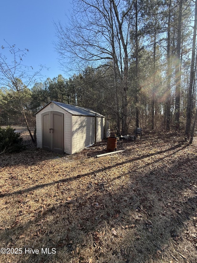 view of shed