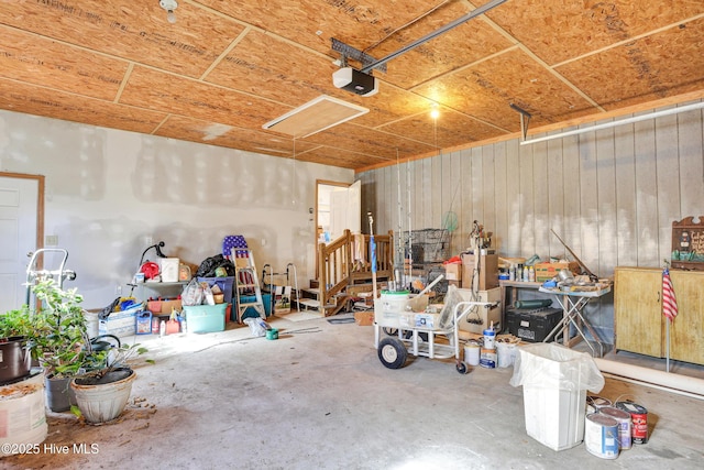 garage with a garage door opener