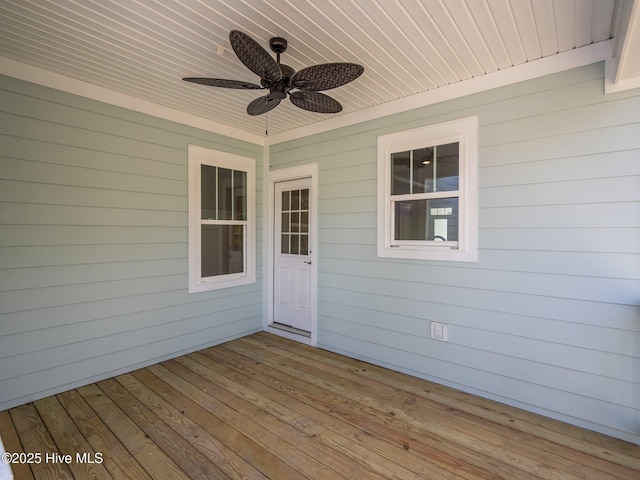 deck featuring ceiling fan