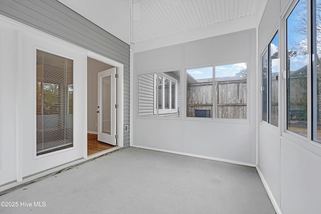 view of unfurnished sunroom