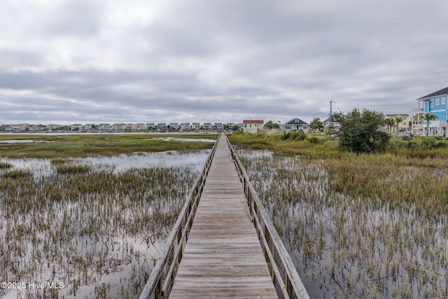 view of dock featuring a water view