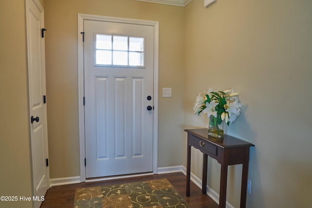 foyer featuring dark wood-type flooring