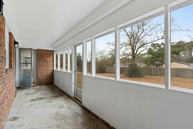 view of unfurnished sunroom