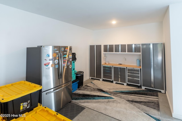 kitchen with stainless steel refrigerator