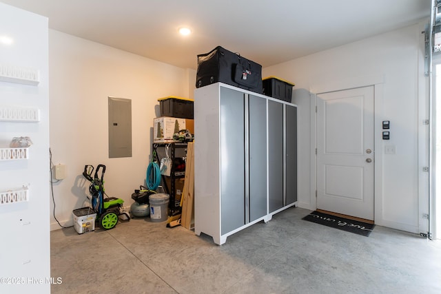 garage featuring electric panel