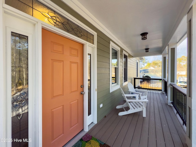 wooden terrace with covered porch