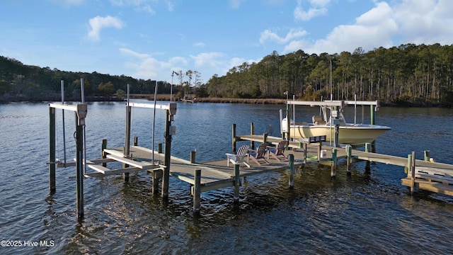 view of dock featuring a water view