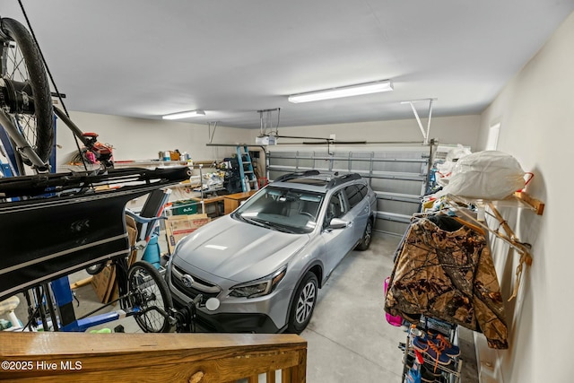 garage with a garage door opener