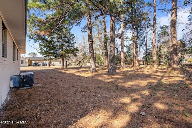 view of yard featuring central AC