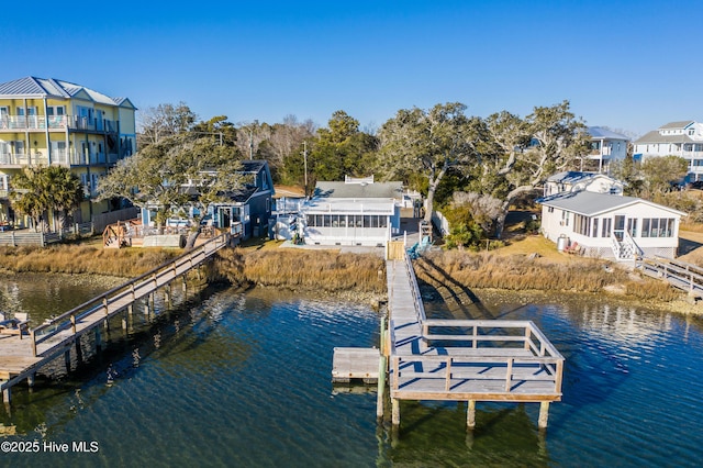 view of dock featuring a water view