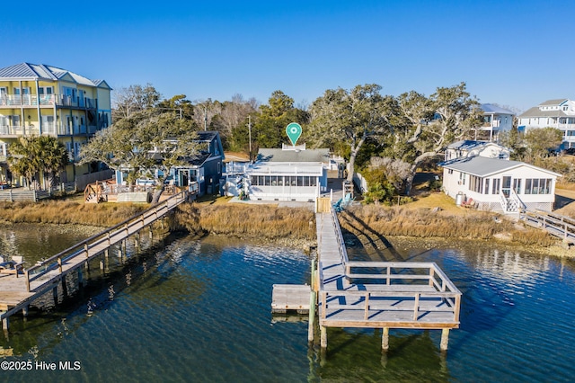 view of dock featuring a water view