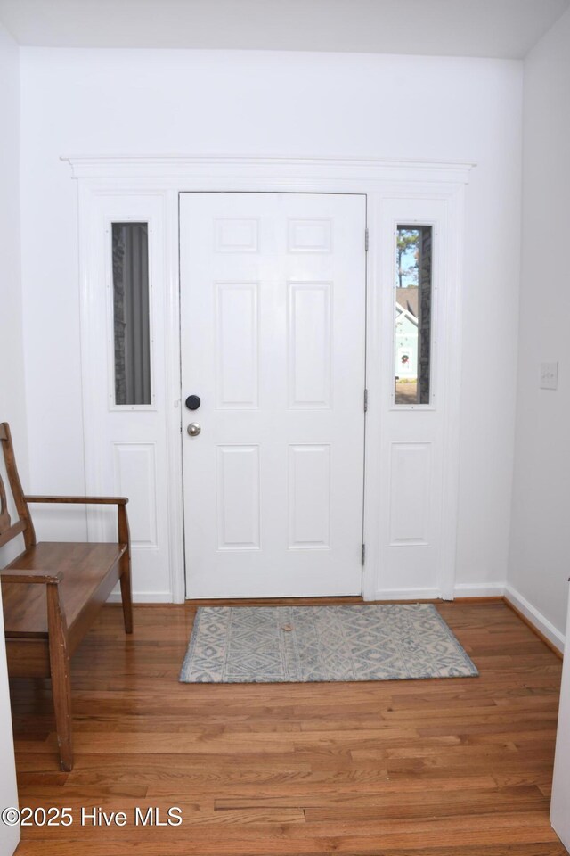 foyer entrance with wood-type flooring