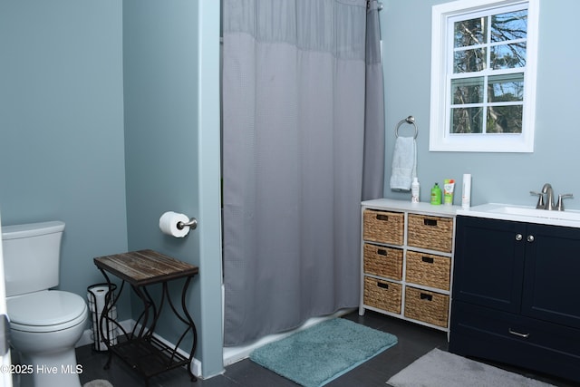 bathroom with vanity and toilet