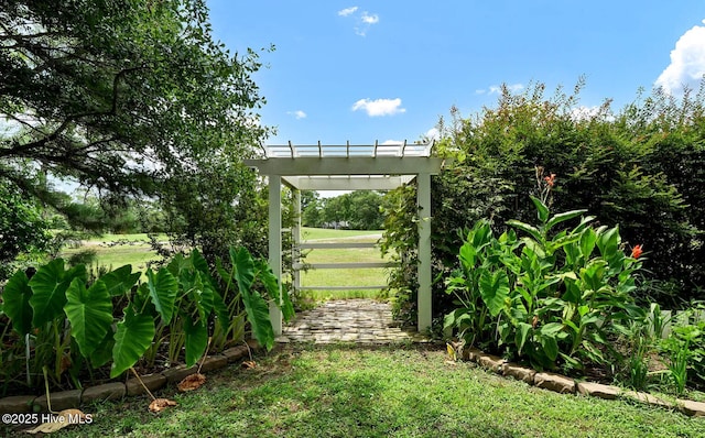 view of yard featuring a pergola