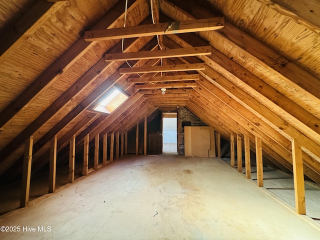 view of unfinished attic