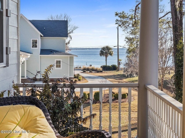 balcony with a water view