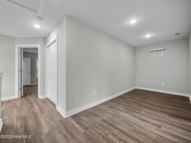 spare room featuring wood-type flooring