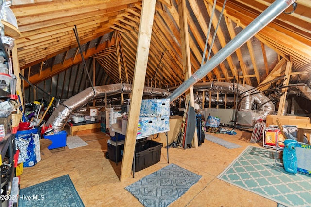 view of unfinished attic