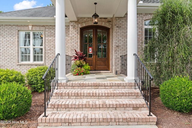 property entrance with french doors