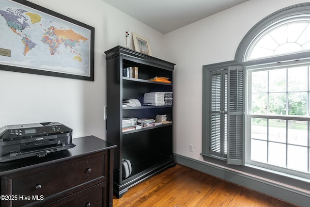 office area featuring dark hardwood / wood-style floors