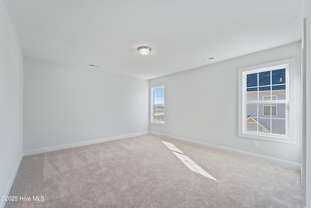 spare room featuring light carpet