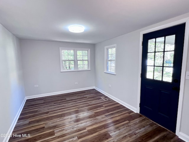 foyer entrance with dark hardwood / wood-style floors