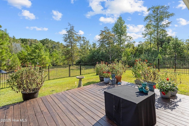 deck with a lawn