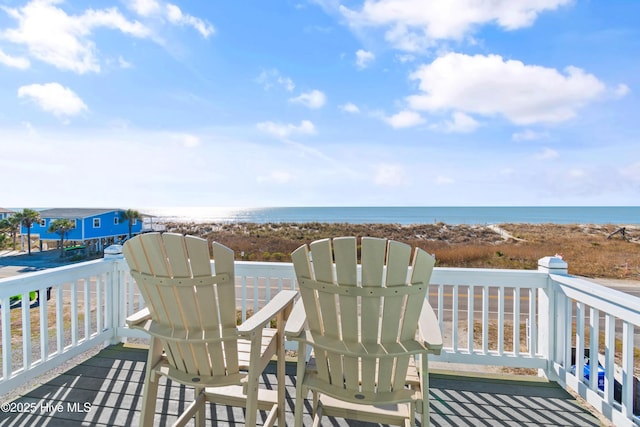 deck with a water view