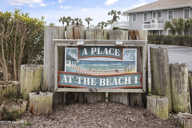 view of community sign