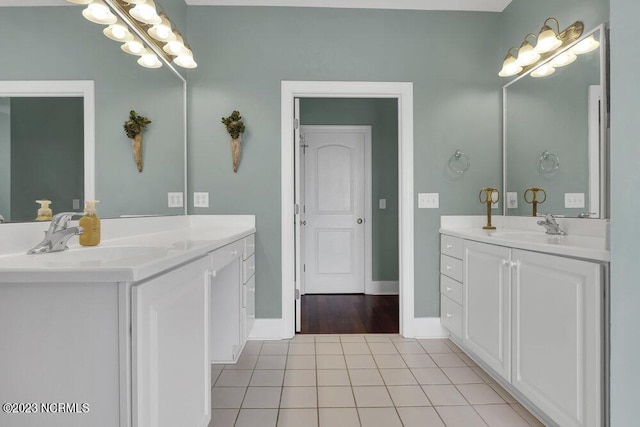 bathroom with tile patterned floors and vanity