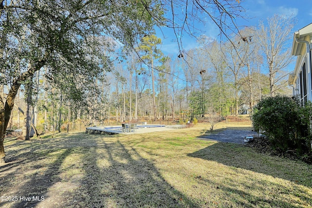 view of yard with a pool