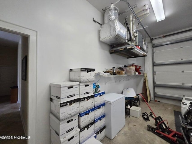 garage featuring fridge