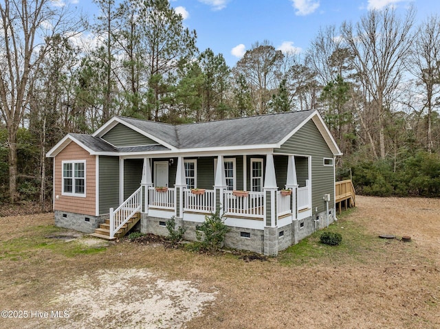 view of front of home featuring covered porch