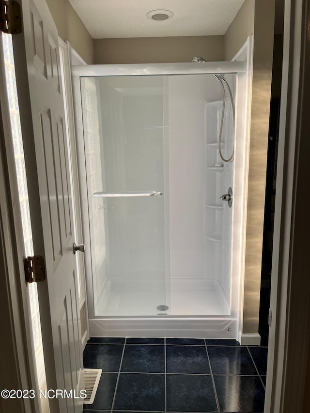 bathroom featuring tile patterned floors and walk in shower