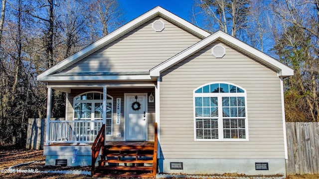 bungalow-style house featuring covered porch