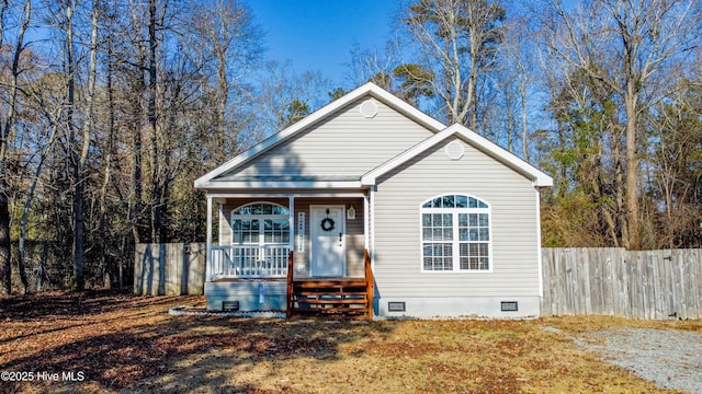 bungalow featuring covered porch